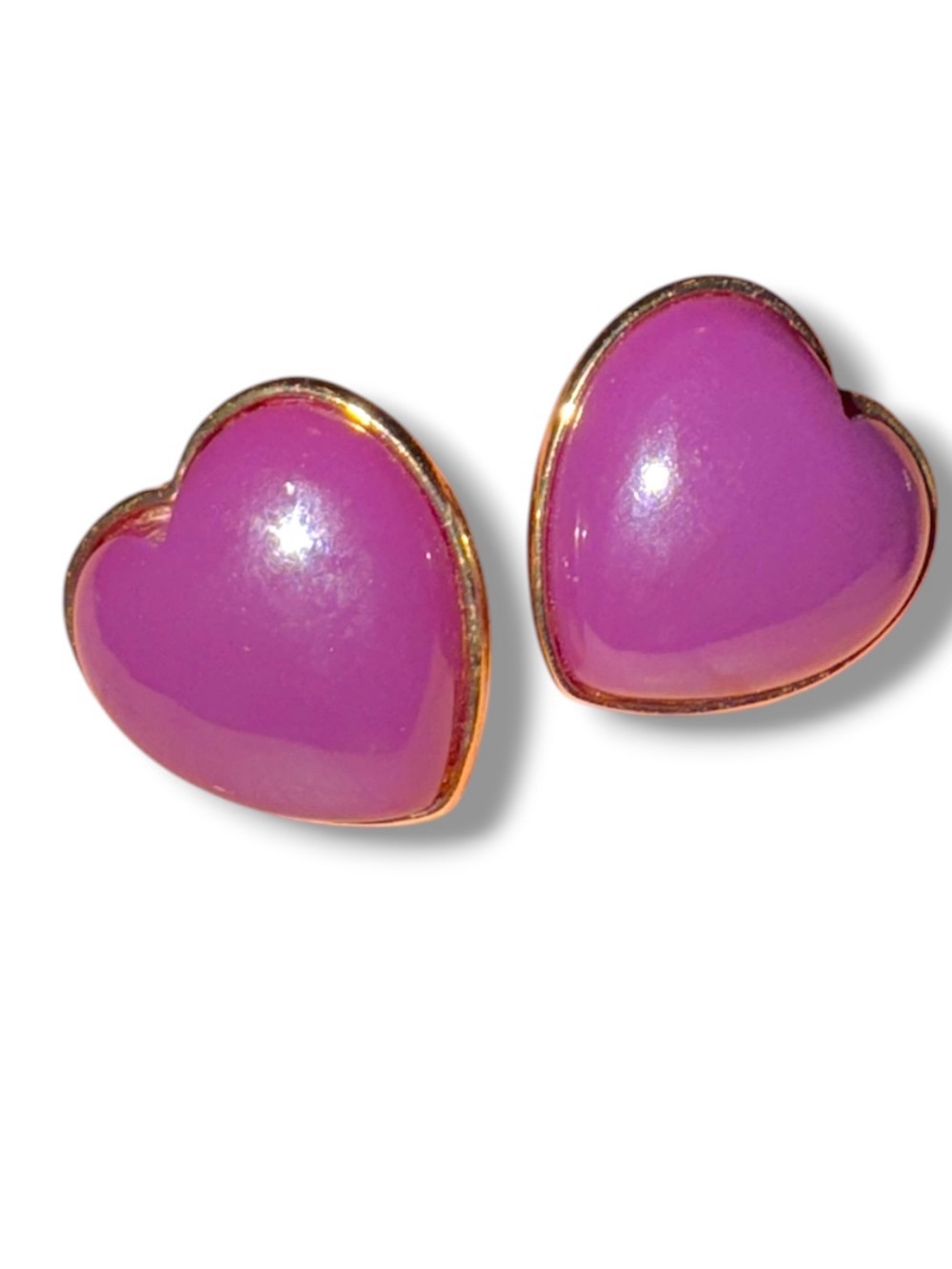 Gold-Trim Purple Heart Stud Earrings - Women Jewelry - Picture 4 of 6